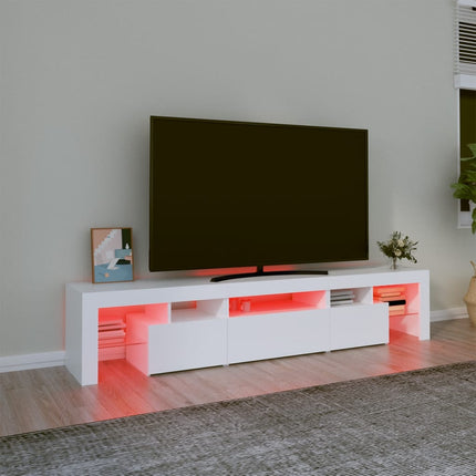 Tv-bänk med LED-belysning vit 200x36,5x40 cm