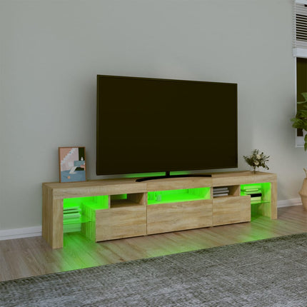 Tv-bänk med LED-belysning sonoma ek 200x36,5x40 cm