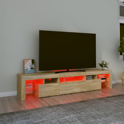 Tv-bänk med LED-belysning sonoma ek 200x36,5x40 cm