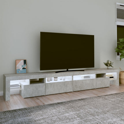 Tv-bänk med LED-belysning betonggrå 260x36,5x40 cm