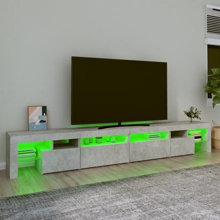 Tv-bänk med LED-belysning betonggrå 260x36,5x40 cm
