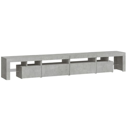 Tv-bänk med LED-belysning betonggrå 260x36,5x40 cm