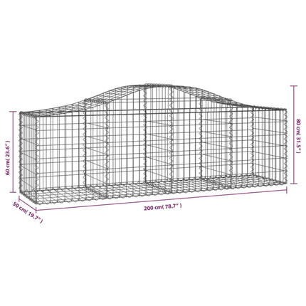 Gabion bågformad 200x50x60/80 cm galvaniserat järn