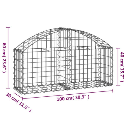 Gabion bågformad 100x30x40/60 cm galvaniserat järn