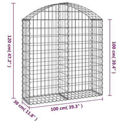 Gabion bågformad 100x30x100/120 cm galvaniserat järn
