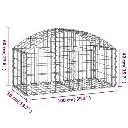 Gabion bågformad 100x50x40/60 cm galvaniserat järn