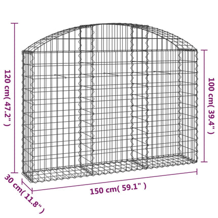 Gabion bågformad 150x30x100/120 cm galvaniserat järn