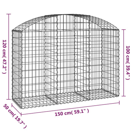 Gabion bågformad 150x50x100/120 cm galvaniserat järn