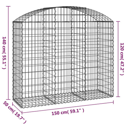 Gabion bågformad 150x50x120/140 cm galvaniserat järn