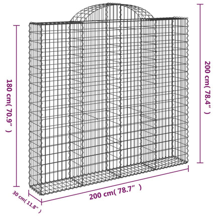 Gabion bågformad 200x30x180/200 cm galvaniserat järn