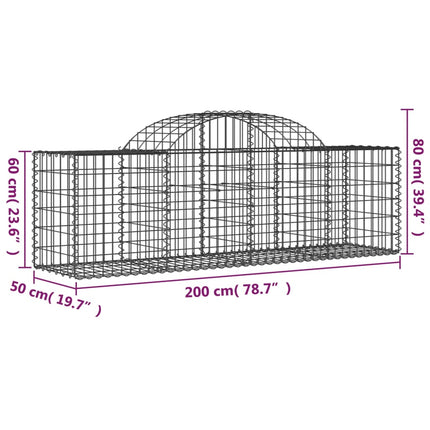 Gabion bågformad 200x50x60/80 cm galvaniserat järn