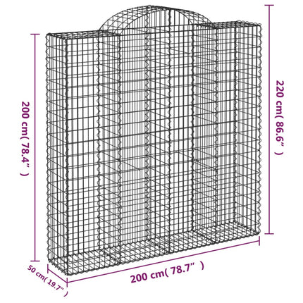 Gabion bågformad 200x50x200/220 cm galvaniserat järn