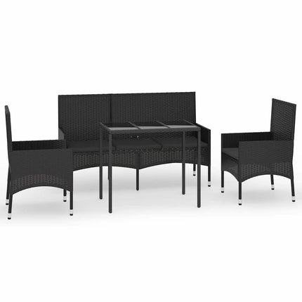 Loungegrupp för trädgården med dynor 4 delar svart konstrotting
