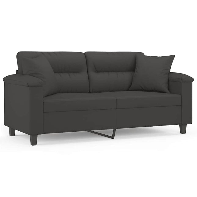 2-sitssoffa med kuddar och delar mörkgrå 140 cm mikrofibertyg