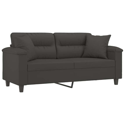 2-sitssoffa med kuddar och delar mörkgrå 140 cm mikrofibertyg