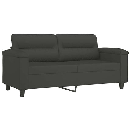 2-sitssoffa med kuddar och delar mörkgrå 140 cm mikrofibertyg