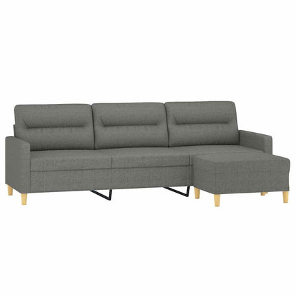 3-sitssoffa med fotpall mörkgrå 210 cm tyg