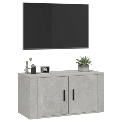 Väggmonterat tv-bänk betonggrå 80x34,5x40 cm