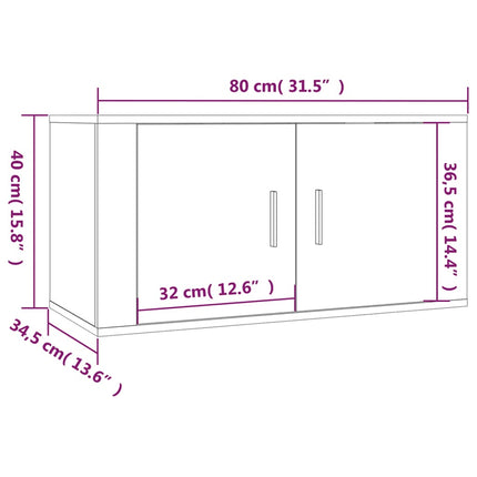 Väggmonterat tv-bänk betonggrå 80x34,5x40 cm