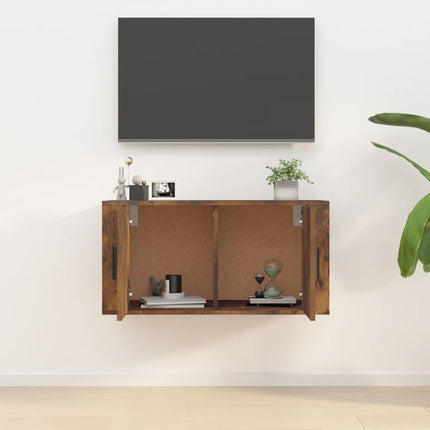 Väggmonterad tv-bänk rökfärgad ek 80x34,5x40 cm