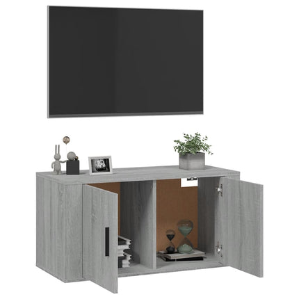 Väggmonterad tv-bänk grå sonoma 80x34,5x40 cm