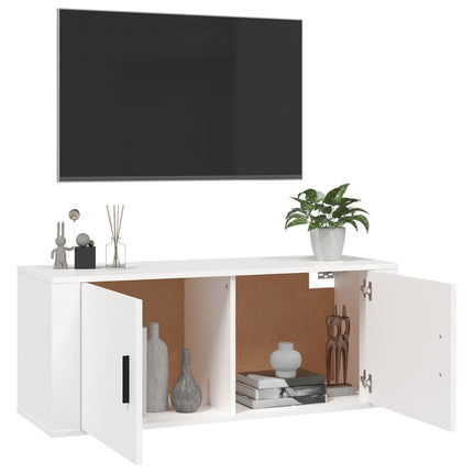 Väggmonterad tv-bänk vit 100x34,5x40 cm