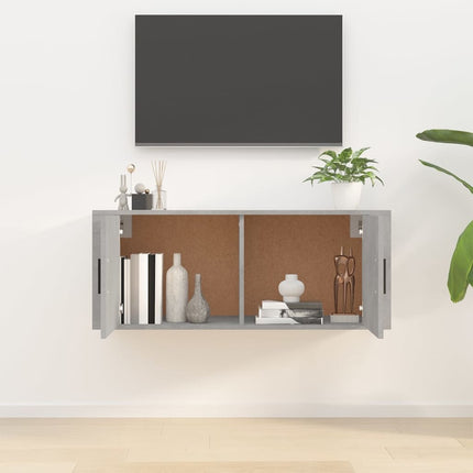 Väggmonterat tv-bänk betonggrå 100x34,5x40 cm