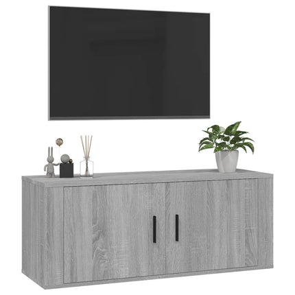 Väggmonterad tv-bänk grå sonoma 100x34,5x40 cm