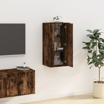 Väggmonterad tv-bänk rökfärgad ek 40x34,5x80 cm