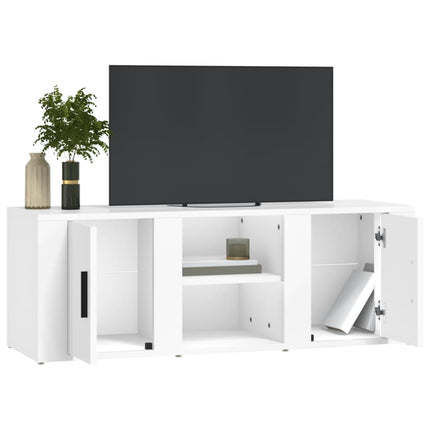 Tv-bänk vit 100x31,5x35 cm konstruerat trä