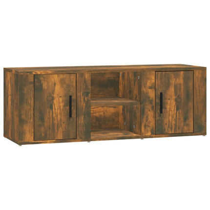 Tv-bänk rökfärgad ek 100x31,5x35 cm konstruerat trä