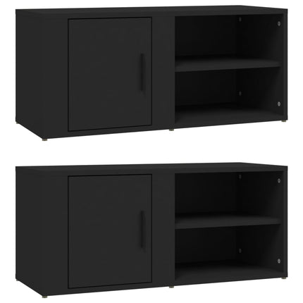 Tv-bänk 2 st svart 80x31,5x36 cm konstruerat trä