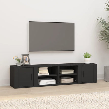 Tv-bänk 2 st svart 80x31,5x36 cm konstruerat trä