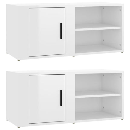 Tv-bänk vit högglans 80x31,5x36 cm konstruerat trä