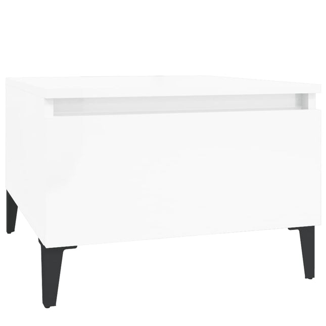 Sidobord vit högglans 50x46x35 cm konstruerat trä