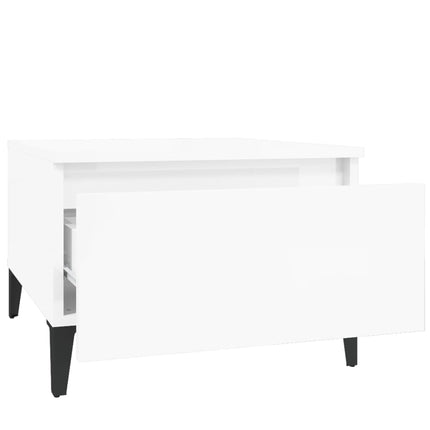 Sidobord vit högglans 50x46x35 cm konstruerat trä