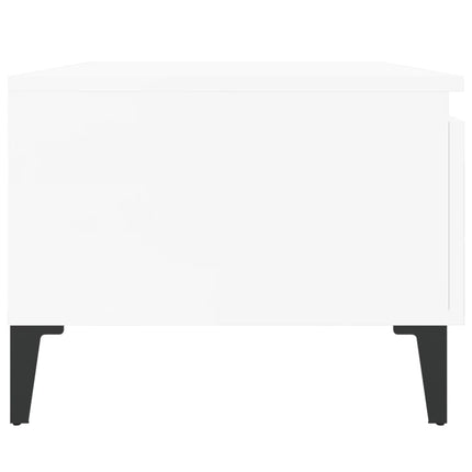 Sidobord vit högglans 50x46x35 cm konstruerat trä