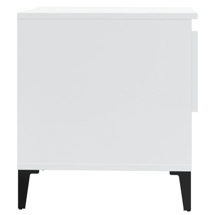 Sidobord vit högglans 50x46x50 cm konstruerat trä