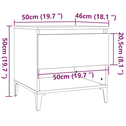 Soffbord 2 st rökfärgad ek 50x46x50 cm konstruerat trä