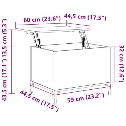 Soffbord svart 60x44,5x45 cm konstruerat trä