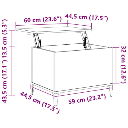 Soffbord rökfärgad ek 60x44,5x45 cm konstruerat trä