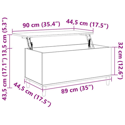 Soffbord sonoma-ek 90x44,5x45 cm konstruerat trä