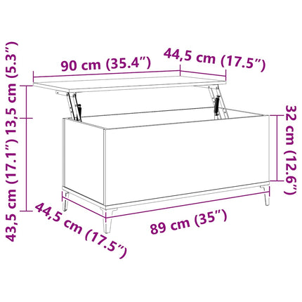 Soffbord vit 90x44,5x45 cm konstruerat trä