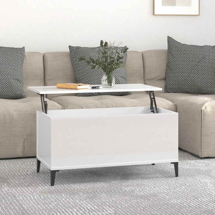 Soffbord vit högglans 90x44,5x45 cm konstruerat trä