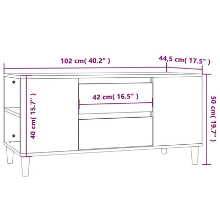 Tv-bänk sonoma-ek 102x44,5x50 cm konstruerat trä
