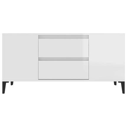 Tv-bänk vit högglans 102x44,5x50 cm konstruerat trä