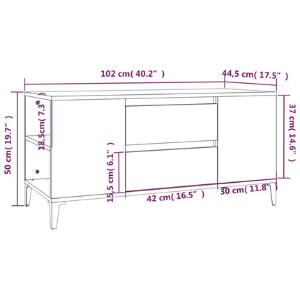Tv-bänk grå sonoma 102x44,5x50 cm konstruerat trä