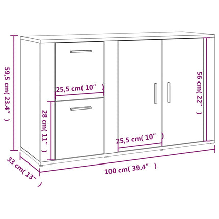 Skänk sonoma-ek 100x33x59,5 cm konstruerat trä