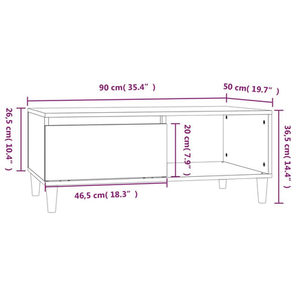 Soffbord betonggrå 90x50x36,5 cm konstruerat trä