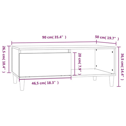Soffbord rökfärgad ek 90x50x36,5 cm konstruerat trä